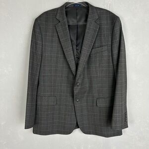 Stafford men size 46R sport coat year round classic fit gray brown plaid